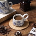 thumbnail image 4 of Taza de cerámica esmaltada pintada a mano, taza de café con flores, planta, café con leche, desayuno, avena, 325 ml, 4 of 6