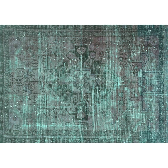 Ahgly Company Indoor Rectangle Oriental Turquoise Blue Traditional Area Rugs, 7' x 10'