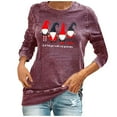 thumbnail image 2 of Hauts à Manches Longues pour Femmes Noël Imprimé Père Noël Col Rond Décontracté Ample, 2 of 6