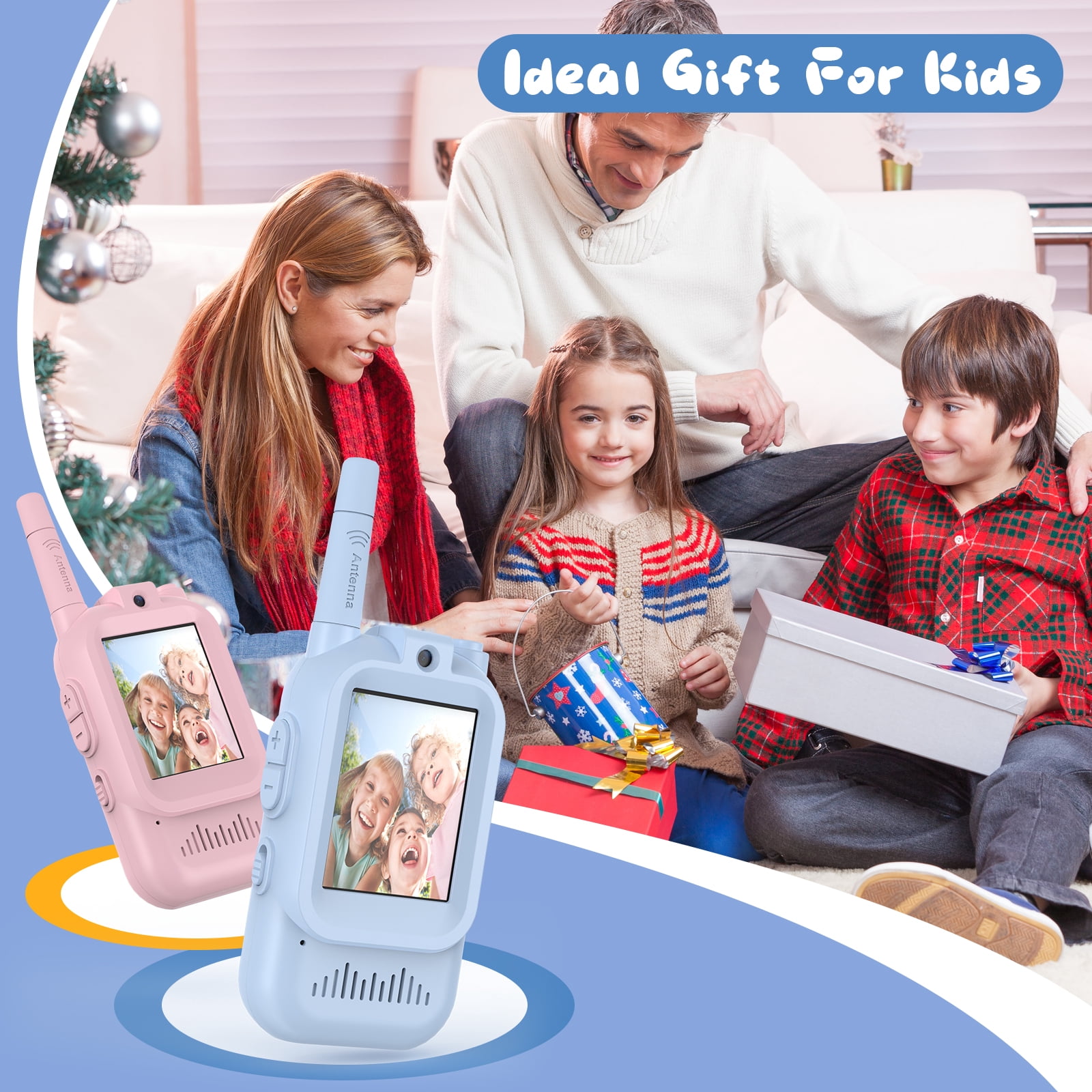Video Walkie Talkie Toys for Age 3-12 Boys Girls, 2 Pack Rechargeable Walkie Talkies with Screen,Long Range 2 Way Radio with Voice changing, Christmas Birthday Gifts for Kids Indoor Outdoor Camping