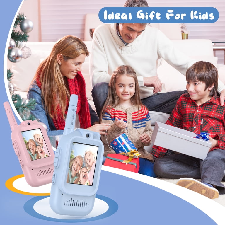 Pack De 2 Walkie Talkies Con Video Y Cámara HD Para Niños – Pantalla, 4 Modos De Voz, Alcance Hasta 400 M, Recargable, Regalo 3-12 Años