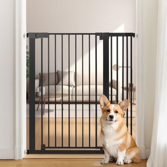 Baby Safety Gate, Caveen 42" Extra Tall,29.5-40.6" Wide Baby Safety Gate for Stairs, Age Group 6 to 36 Months,Black