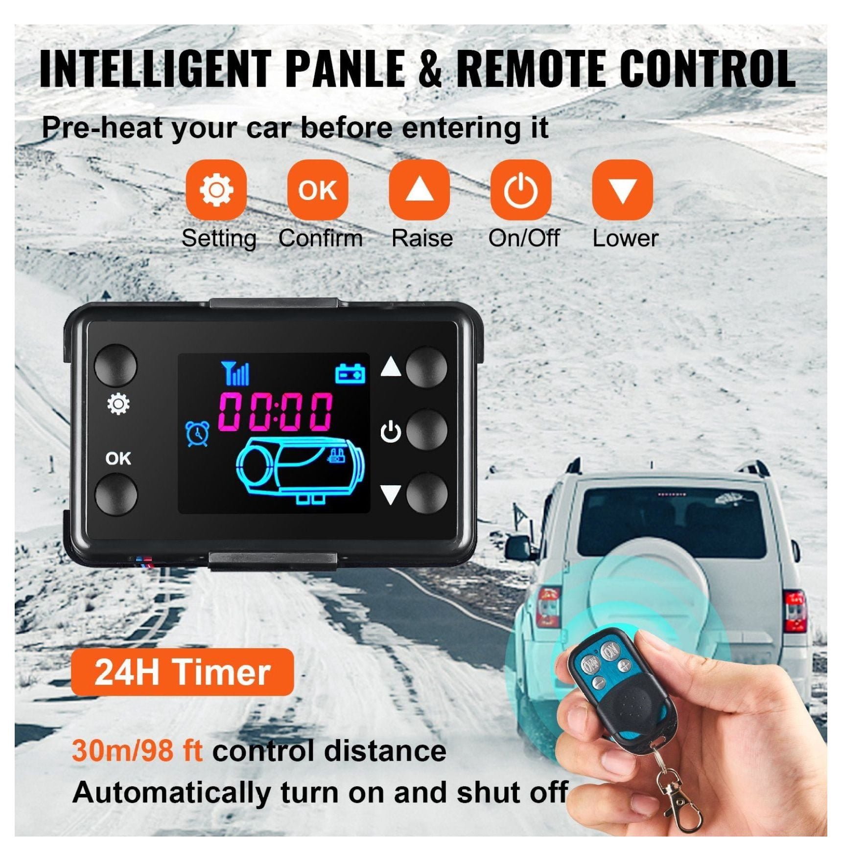 5KW 12V Diesel Air Heater All-in-One Parking Heater with Remote & LCD, for RV, Boat, Truck, Trailer, Bus - Fast Heating, Low Noise