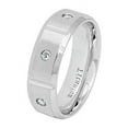 thumbnail image 2 of Men Women 8MM Comfort Fit Titanium Wedding Band Brushed Center Polish Beveled Edge CZ Titanium Ring (Size 7 to 15), 2 of 4
