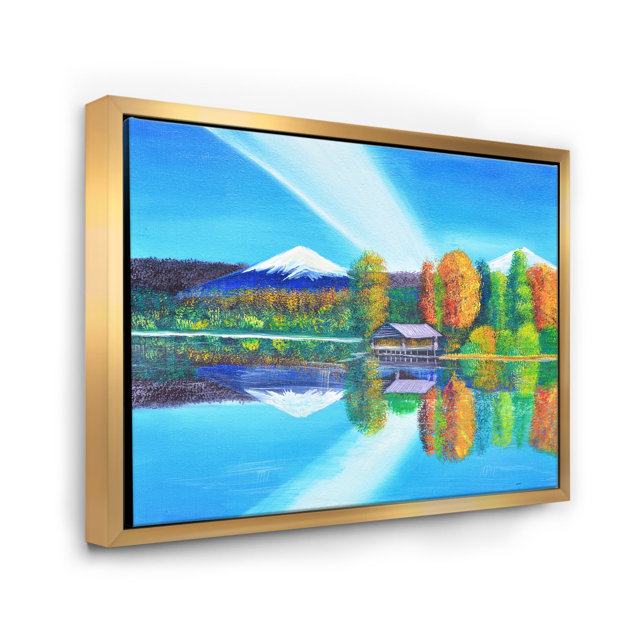 Designart 'Reflection Of Mountain and Sky On The Lake Water' Nautical & Coastal Framed Canvas Wall Art Print