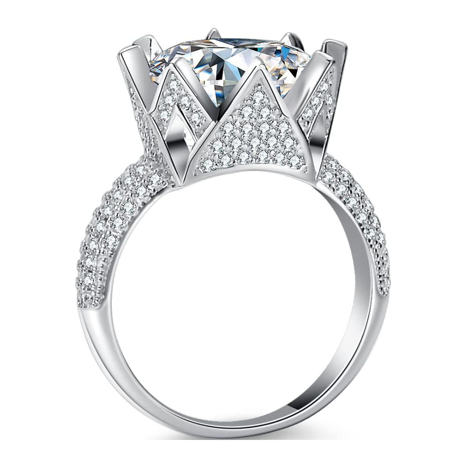 WAHZAUS 5 Carat D Color VVS1 Moissanite Engagement Rings for Women, S925 Sterling Silver Round Cut Diamond Rings for Wedding band Promise Anniversary with Certificate