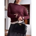 thumbnail image 4 of Women'S Basic Crewneck Sweater Long Sleeve Round Neck Pullover Dark Red L, 4 of 6