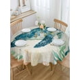 thumbnail image 2 of Round Tablecloth Beach Coastal Theme Waterproof Oil Proof Polyester Table Cloth Cover Decor for Home Dining Outdoor,Patio,Parties, 54" Dia. Vintage Sea Turtle, 2 of 9