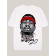 thumbnail image 1 of Camiseta con estampado de estrella de anime para hombre - Diseño retro del número 3 con estampado "THE ANSWER", tejido elástico suave y transpirable, cuello redondo informal blanco para deportistas y, 1 of 6