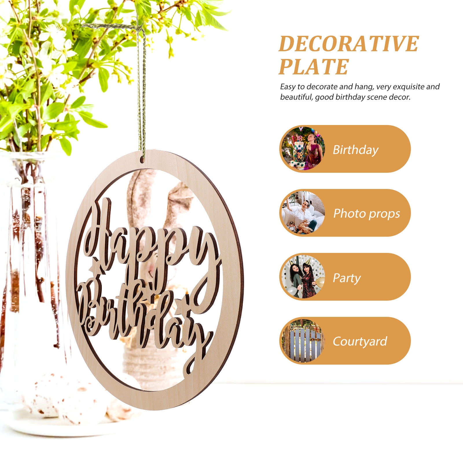 3 Count Circle Decoration Happy Birthday Card Chic Adornment Decorative Plate