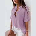 thumbnail image 3 of Camisa De Verano, 5 Colores Disponibles Lavar A Máquina Color Puro Estilo Jersey Camisa De Mujer Tela Suave Para El Día A Día Para Ir De Compras OTVIAP Púrpura L, 3 of 6