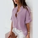 thumbnail image 2 of Camisa de mujer Jersey informal Verano Color puro Media manga Lavado a máquina Camisa de fibra de poliéster transpirable Púrpura L, 2 of 6