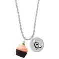 thumbnail image 1 of Delight Jewelry Resin Chocolate Cupcake with Pink Frosting Silvertone Script Initial Disc - Q - Charm Necklace, 20"+3", 1 of 4