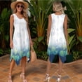 thumbnail image 6 of Psesaysky Couples Outfits Matching Sets for Women Men Gradient Palm Leaves Sleeveless Flared Dress or Aloha Shirts Beach Vacation Matching Clothes for Spring Summer, 6 of 7