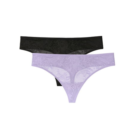 

Smart & Sexy Women s Lace Trim Thong Panty 2-pack Style-SA1376