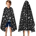 thumbnail image 3 of Black Gothic Skull Spider Pattern Hooded Bath Towel，50"x30" for Ages 3 To 12 Kids, Quick Dry Lightweight Soft Microfiber Hood Beach Towel Cover Up for Kids, 3 of 7