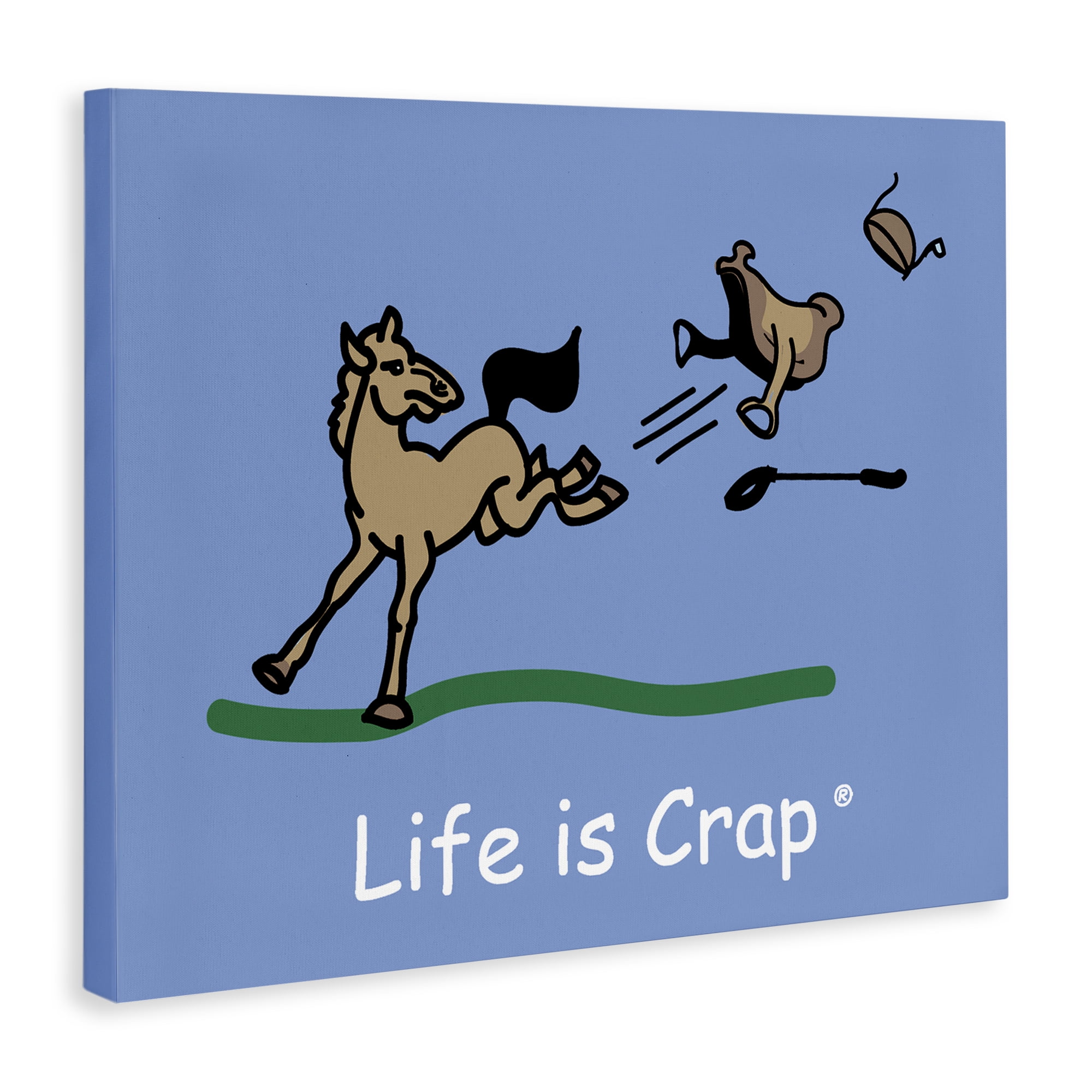 Stupell Industries Horse Kicking Saddle Novelty & Humor Painting Wrapped Canvas Art Print Wall Art, 48 x 36