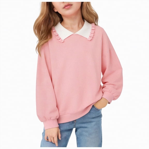 HCNTES Girls Shirts Long Sleeve 10-12 Casual Print Crewneck Tee for Girls Fall Basic Girls Tops Trendy Girls Tunic Tops(Red,11-13 Years)