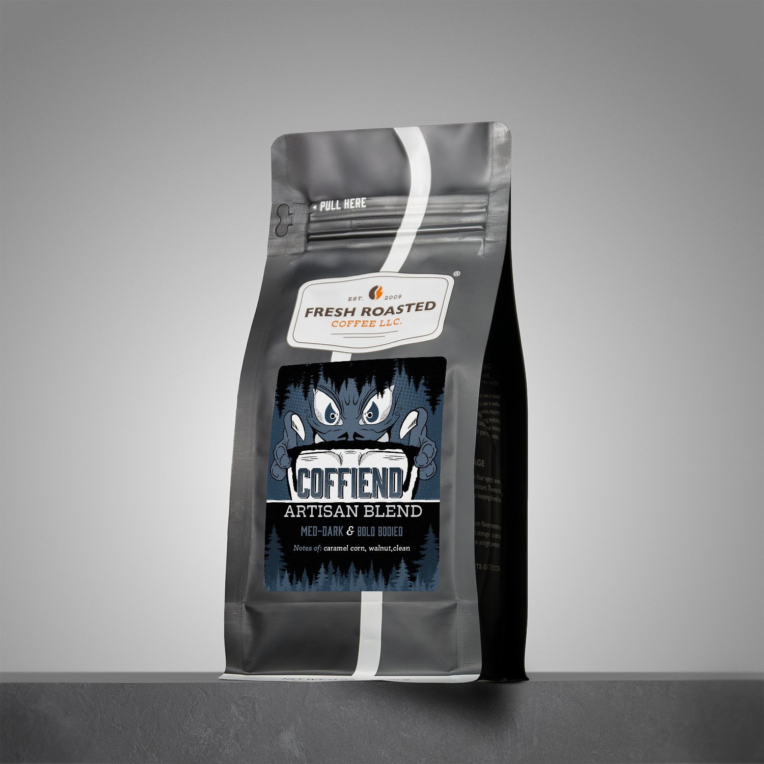 3 pack Fresh Roasted Coffee, Coffiend Blend Coffee, Medium-Dark Roast, Whole Bean, 12 oz