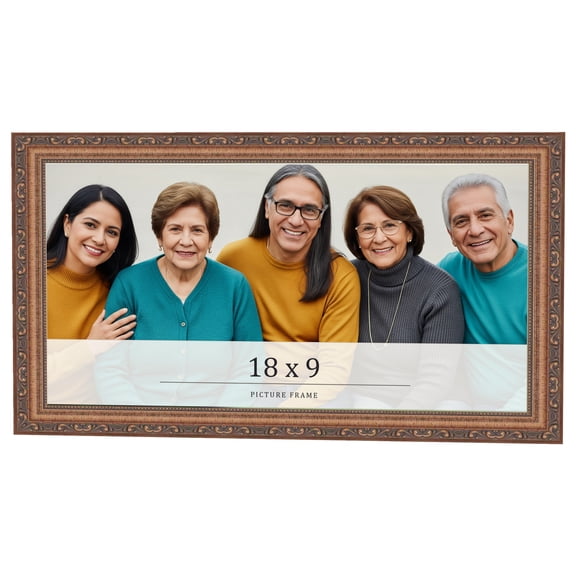 18x9 Frame Gold Solid Wood Picture Frame Width 1.25 Inches | Interior Frame Depth 0.375 Inches |