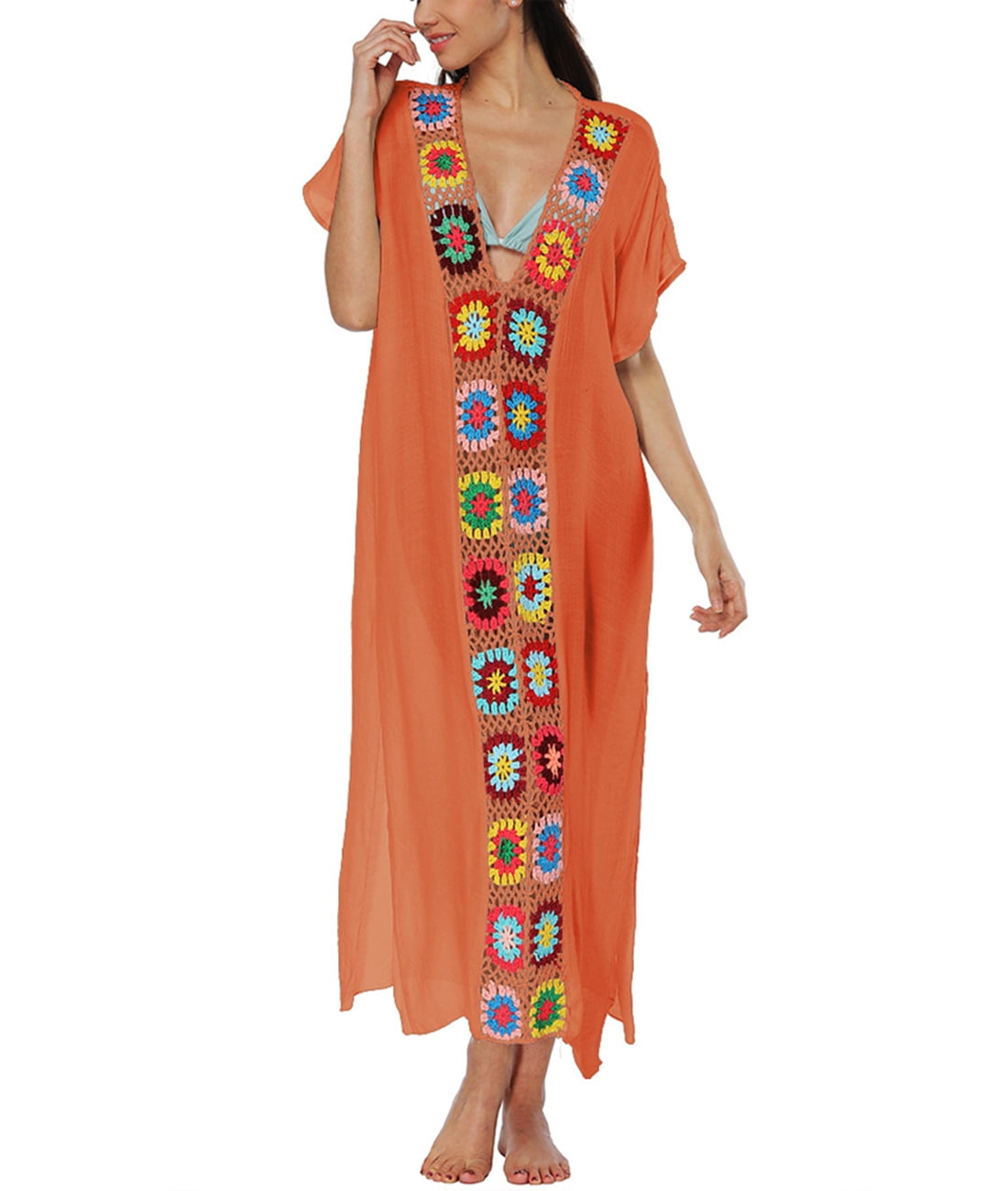 Bsubseach Beach Crochet Caftan Dress Swimsuit Cover Up for Women