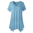 thumbnail image 1 of Timegard Womens Top V Neck Irregularly Bottom Loose Short Sleeve Tee Casual Comfy Tunic Top Summer, 1 of 4