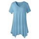 thumbnail image 1 of Camisas de Manga Corta para las Mujeres Casual V-Cuello Color Sólido Blusa, Poliéster Ligero Imprimir el Top para la Primavera Y el Verano Diario, Fiesta Y Trabajo, 1 of 4
