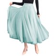 thumbnail image 2 of Lnzyyephy Women Mesh Skirt Solid Multilayer Pleated High Waist Lace Long Tulle Skirts for Wedding Party, 2 of 8