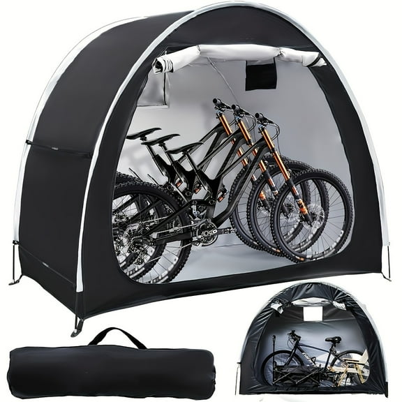 Portable Folding Bicycle Storage Tent Shed - Fits 2-3 Bikes PU4000 Silvery-Coated 210D Oxford Cloth Waterproof, Dustproof with Waterproof Strips Ideal for Home, Garden Outdoor Use