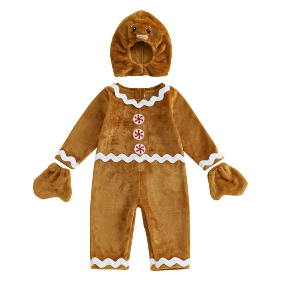UAYOTSE Man Christmas Cookie Toddler Baby Bread Outfit Jumpsuit(N28-Brown,0-6 Months)