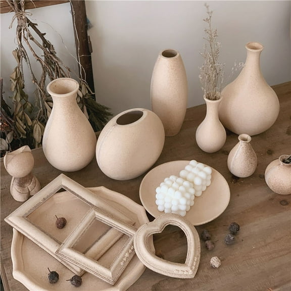 WRITWAA 3pcs Retro Home Decor Vase Painting Wood Flat Bottle for Indoor Decoration