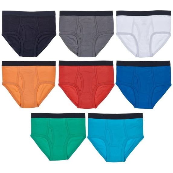Trimfit Boys 8 Pack Multicoloured Basics Black Elastic Briefs XXL