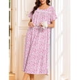 thumbnail image 4 of Ekouaer Cotton Nightgowns for Women Long Night Gown Short Sleeve Sleepdress Victorian Sleepwear Nightdress with Pockets, 4 of 6