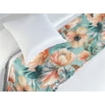 thumbnail image 3 of Flowers Vintage Bed Runner, Spring Colors Watercolor Design Floral Boho with Leafy Pattern, Decorative Accent Bedding Scarf for Hotels Homes & Guest Rooms, Twin, Coral Mint Green Teal, by Ambesonne, 3 of 3