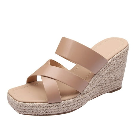

SEMIMAY Wedges Slipper New Women Summer High Heels Versatile Fashion Outside Wear Sandals Fisherman Shoes Espadrilles Wedges