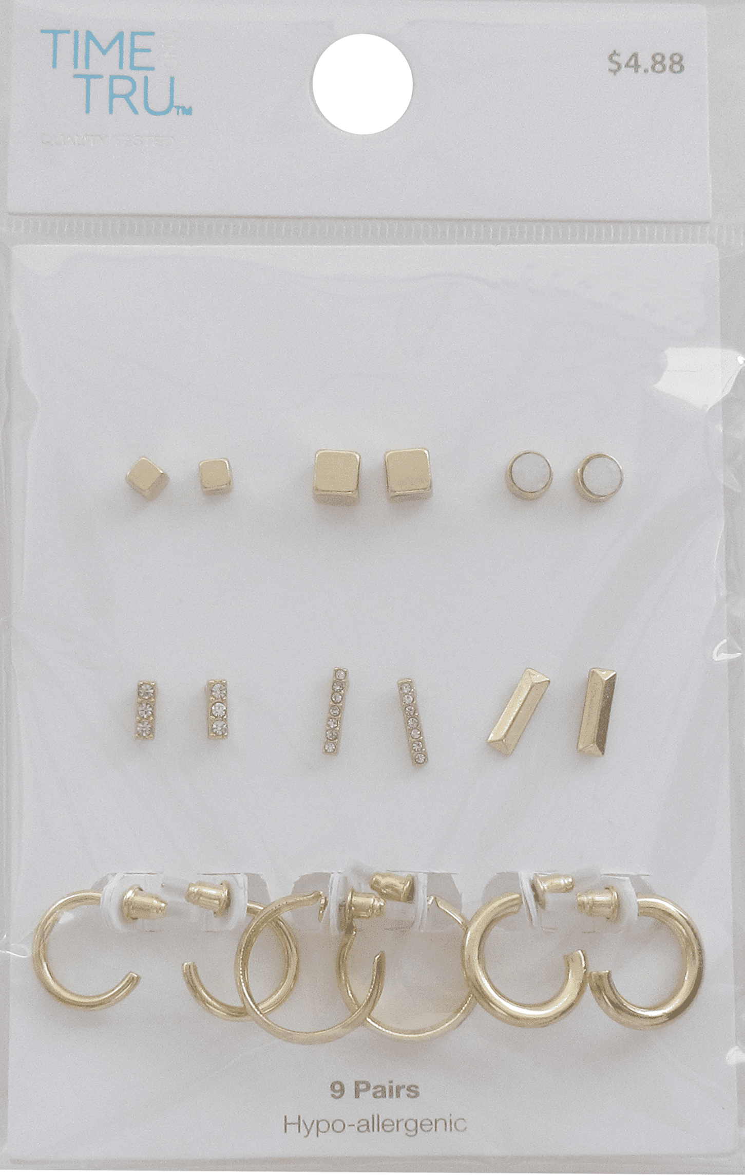 Time And Tru Eb 9on Ntrl Bar/hoop Studs/pave