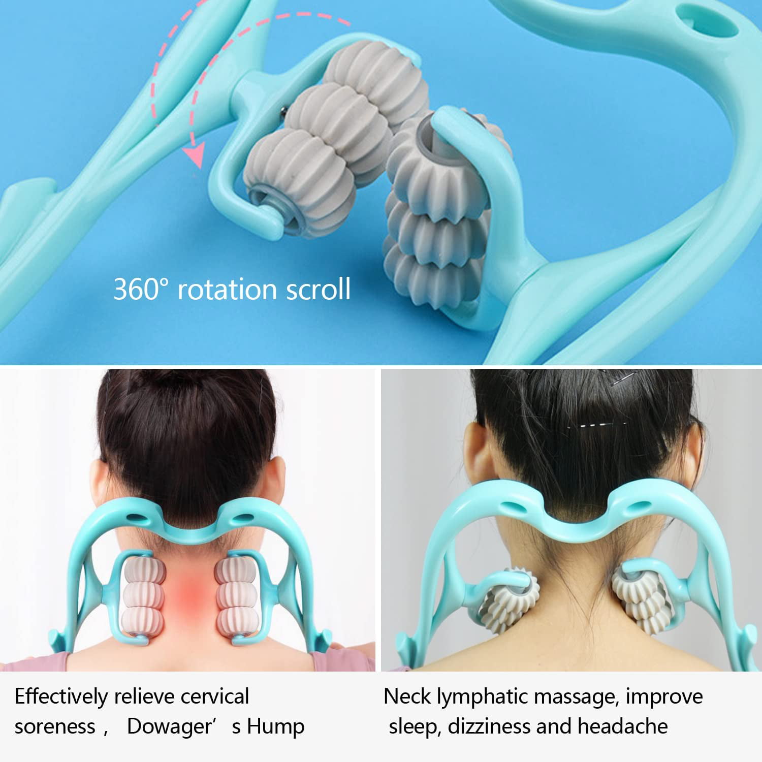 Abnaok Neck Massager, Upgrade Neck Roller for Pain Relief Deep Tissue,  Trigger Point Roller Massager…See more Abnaok Neck Massager, Upgrade Neck