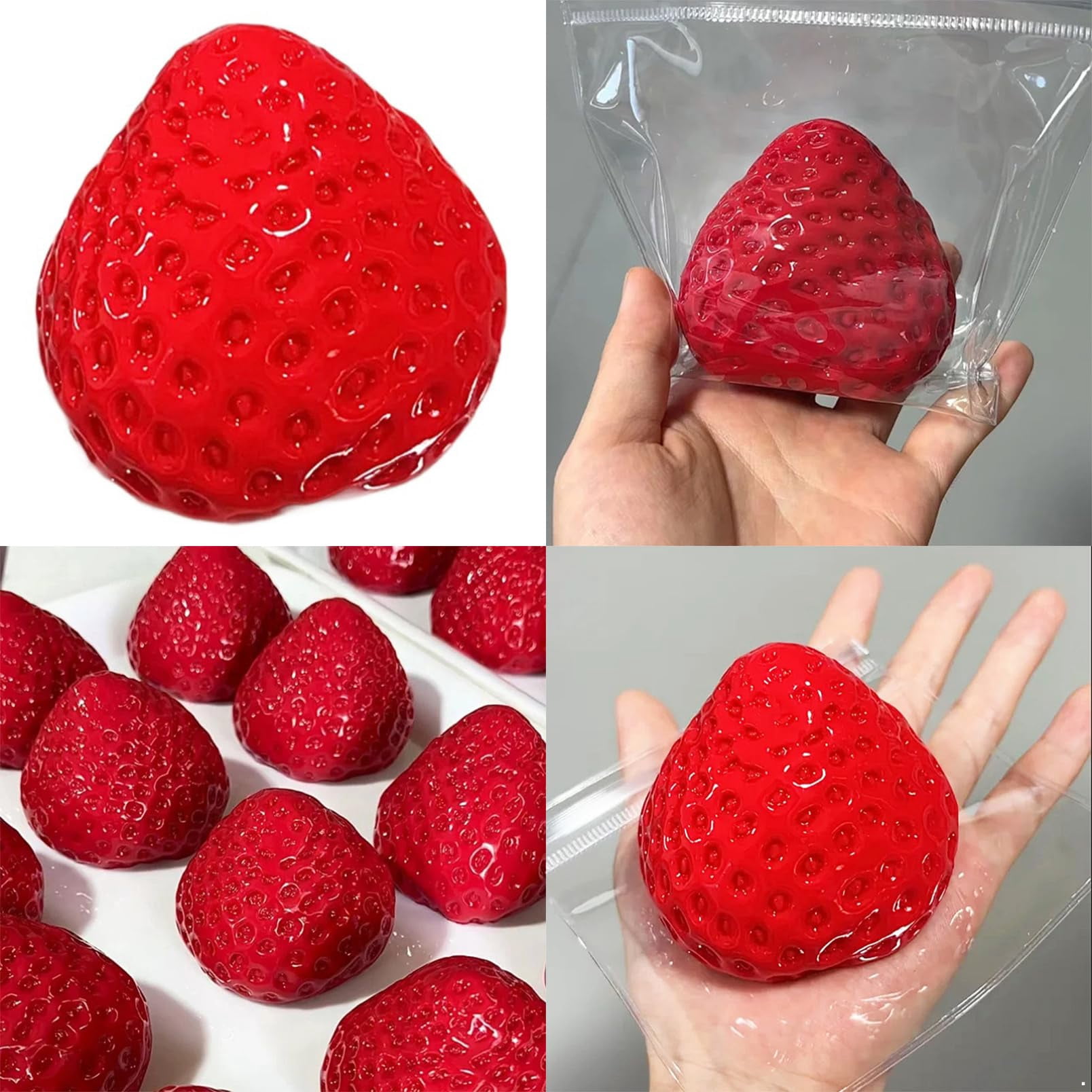 Strawberry Squishy Fidget 2.5 Inch Soft Sticky Squeeze for Desk Use