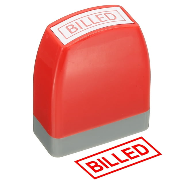 Sello de aviso facturado autoinking, sello de oficina de tinta roja, sello de mensaje preentintado recargable, sello de negocio, rojo