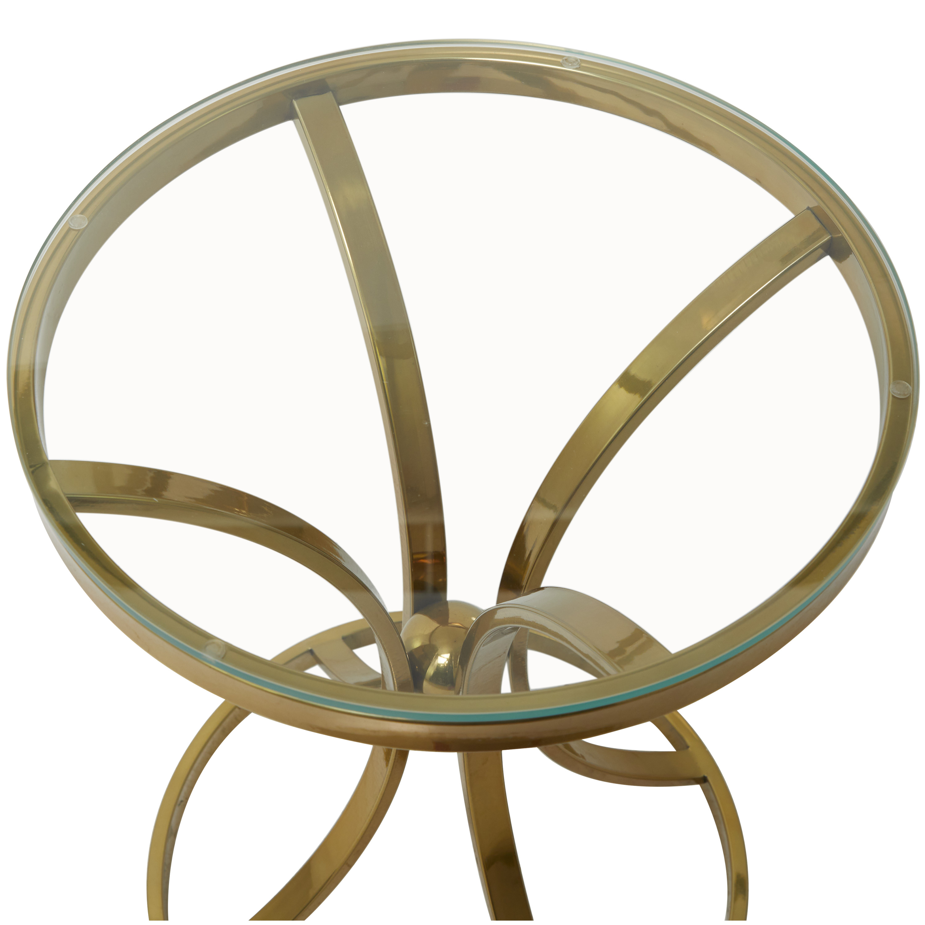 DecMode 18" x 25" Gold Stainless Steel Hourglass Shaped Stand Accent Table with Clear Glass Top, 1-Piece