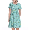 thumbnail image 1 of Bixox Robe d'Été à Manches Courtes pour Femmes Robe Ample Longueur Genou avec Poches-Style Hawaïen, 1 of 7