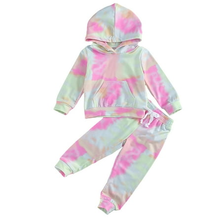 

Musuos Baby Girls Boys Tie-Dye Hoodies Sweatshirts with Pants 2Pcs Winter Tracksuit