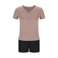thumbnail image 6 of pstuiky Shorts Pajama Set for Women Summer Solid Color Lace 2 Piece Sleepwear Lounge Loose Fit V-Neck Short Sleeve Pajama Sets with Shorts Loungewear Sets Woman White XL, 6 of 7