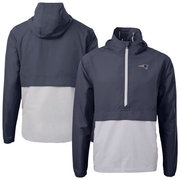 Men's Cutter & Buck Blue New England Patriots Charter Eco Recycled Anorak Half-Zip Jacket