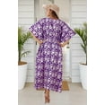 thumbnail image 3 of LA LEELA Women's Summer Batik Caftan Long Loungewear Dashiki House Dress with Pockets Sleepwear for Women Nightgown 1X-2X Orchid, Heart, 3 of 6