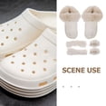 thumbnail image 2 of juego de forros cálidos para zapatos, pantuflas de felpa con bandas para zapatos, cubiertas y pompón para zapatos, plantillas de repuesto acogedoras para zapatos de invierno, color blanco, talla 40-41, 2 of 7