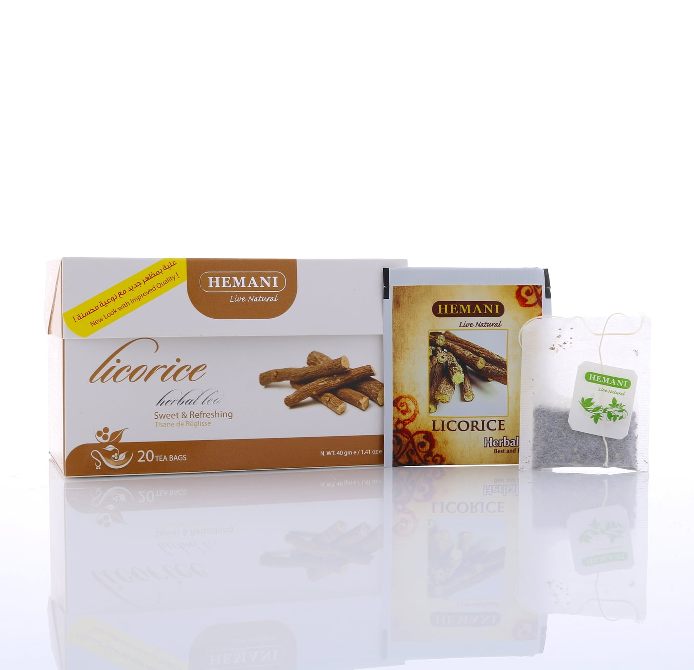 HEMANI Licorice Herbal Tea - 45g - 20 Tea Bags - 100% Herbal & Natural - Promotes relaxation - Detoxifies body