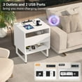 thumbnail image 2 of Homieasy Nightstand with Charging Station and USB Ports, Bedside Table with LED Lights, Modern End Table with Drawer and Storage Shelf, Wood Night Stands for Bedroom, Living Room,White, 2 of 7