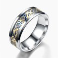 thumbnail image 1 of Anillo de dragón de acero inoxidable para hombre, 13 colores, 8mm, incrustaciones, rojo, verde, negro, anillo de fibra de carbono, joyería de banda de boda, grabado personalizado, 1 of 4