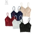 thumbnail image 7 of Gustave 5 Pack Lace Bralettes for Women Padded Lace Bandeau Bra V Neck Spaghetti Strap Camisole Floral Crochet Cami Crop Tops, 7 of 7